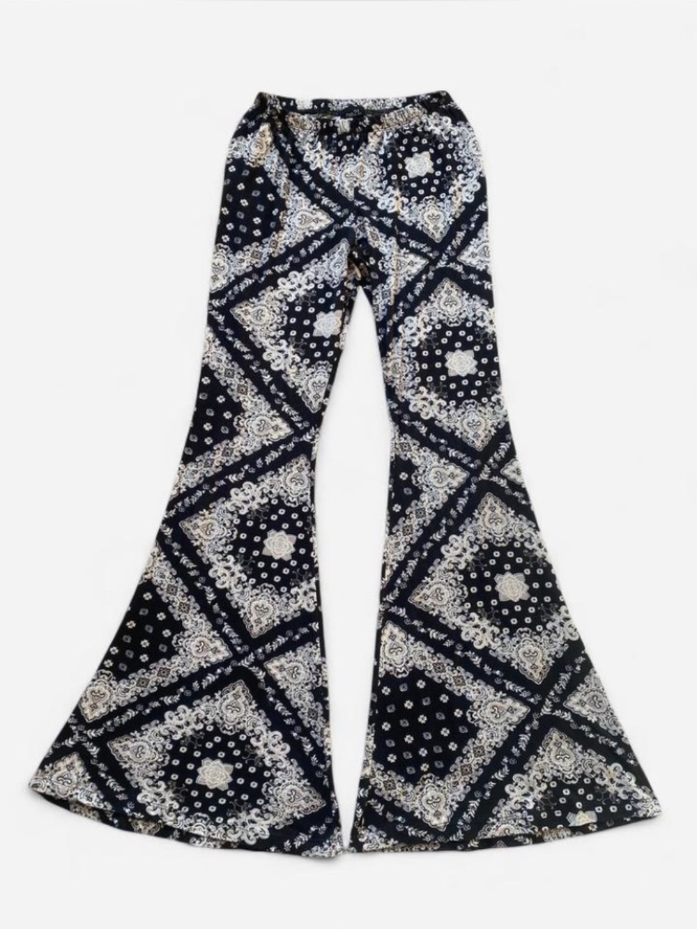 Rue 21 Black & White Bandana Boho Patterned Flare Leggings 2016 Vibe